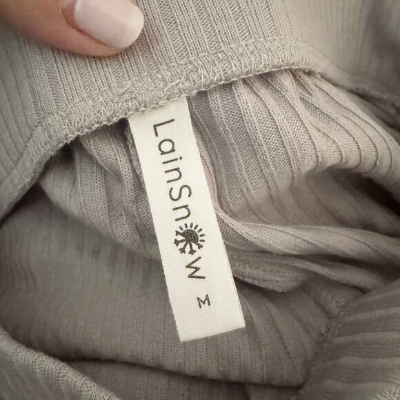 LAINSNOW Rosemary Wide Leg Ribbed Pants Dove Gray Medium M - Picture 7 of 9